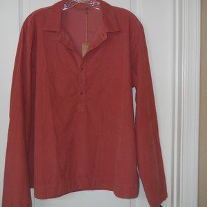 NWT CP Shades "Patty" Aspen Fine Wale Corduroy Blouse Shirt, Sienna, XL